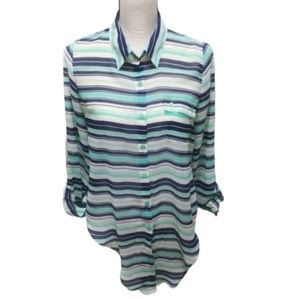 🌟 Mine Blue White Navy Stripped Blouse Medium